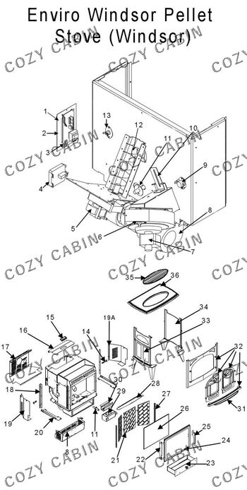 Windsor 220 Volt DIN Pellet Stove (August 3, 2003 - >) #C-10166